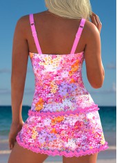 Mid Waisted Floral Print Pink Tankini Set | thumb picture 