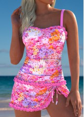 Mid Waisted Floral Print Pink Tankini Set | thumb picture 