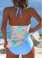 Mid Waisted Floral Print Blue Tankini Set | thumb picture 