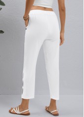 White Button Elastic Waist High Waisted Pants | thumb picture 