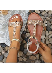 Golden Rubber Peep Toe Falt Sandals