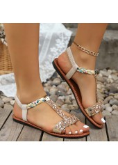 Golden Rubber Peep Toe Falt Sandals | thumb picture 
