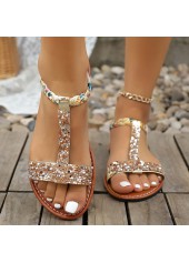 Golden Rubber Peep Toe Falt Sandals | thumb picture 