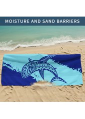 Blue Marine Life Print Beach Blanket | thumb picture 