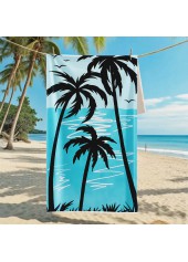 Sky Blue Tropical Plants Print Beach Blanket