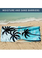 Sky Blue Tropical Plants Print Beach Blanket | thumb picture 