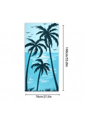 Sky Blue Tropical Plants Print Beach Blanket | thumb picture 