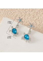 Neon Blue Starfish Turtle Alloy Earrings | thumb picture 