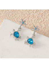 Neon Blue Starfish Turtle Alloy Earrings | thumb picture 