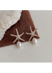 Golden Starfish Pearl Design Copper Earrings | thumb picture 