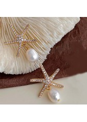 Golden Starfish Pearl Design Copper Earrings | thumb picture 