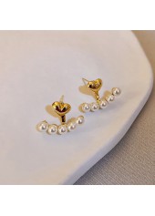 Golden Heart Design Pearl Detail Earrings | thumb picture 