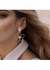 Golden Color Alloy Detail Flower Earrings