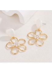 Golden Color Alloy Detail Flower Earrings