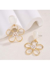 Golden Color Alloy Detail Flower Earrings
