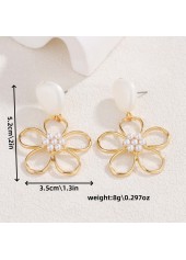 Golden Color Alloy Detail Flower Earrings