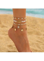 Golden Color Shell Alloy Detail Anklets