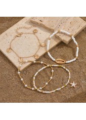 Golden Color Shell Alloy Detail Anklets | thumb picture 