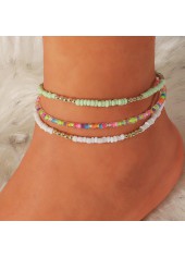 Light Green Seed Beads Anklet Set