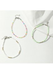 Light Green Seed Beads Anklet Set | thumb picture 