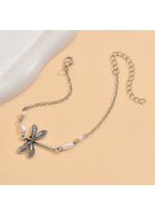 Silver Insect Dragonfly Design Iron Anklet | thumb picture 