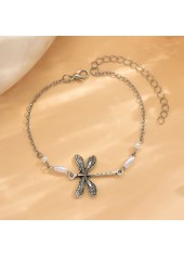 Silver Insect Dragonfly Design Iron Anklet | thumb picture 