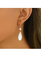 White Color Teardrop-shaped Alloy Detail Earrings | thumb picture 