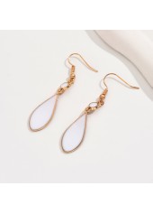 White Color Teardrop-shaped Alloy Detail Earrings | thumb picture 