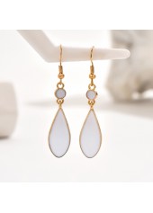 White Color Teardrop-shaped Alloy Detail Earrings | thumb picture 