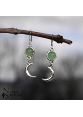 Silver Color Moon Alloy Detail Earrings
