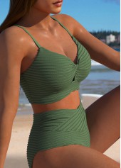 Mid Waisted Cross Green Bikini Set | thumb picture 