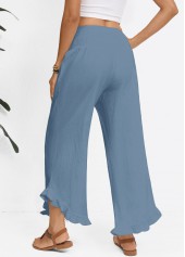 Dusty Blue Wide Leg Elastic Waist High Waisted Pants | thumb picture 