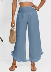 Dusty Blue Wide Leg Elastic Waist High Waisted Pants | thumb picture 