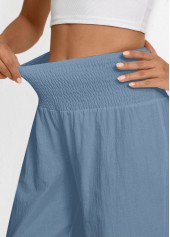 Dusty Blue Wide Leg Elastic Waist High Waisted Pants | thumb picture 