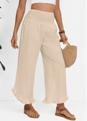 Raw White Wide Leg Elastic Waist High Waisted Pants | thumb picture 