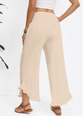 Raw White Wide Leg Elastic Waist High Waisted Pants | thumb picture 