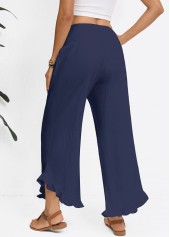 Navy Wide Leg Elastic Waist High Waisted Pants | thumb picture 