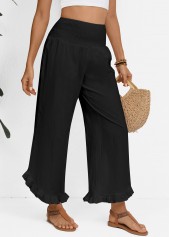 Black Wide Leg Elastic Waist High Waisted Pants | thumb picture 