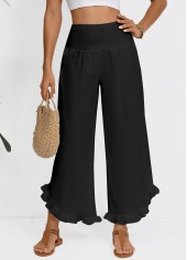 Black Wide Leg Elastic Waist High Waisted Pants | thumb picture 