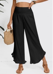Black Wide Leg Elastic Waist High Waisted Pants