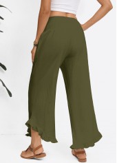Olive Green Wide Leg Elastic Waist High Waisted Pants | thumb picture 