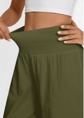 Olive Green Wide Leg Elastic Waist High Waisted Pants | thumb picture 