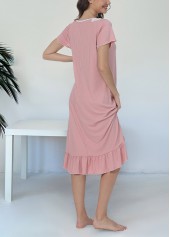 Light Pink Short Sleeve Round Neck Nightdress | thumb picture 