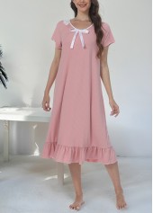 Light Pink Short Sleeve Round Neck Nightdress | thumb picture 