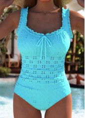 Bandeau Ruched Cyan One Piece Swimwear