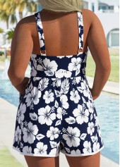 Plus Size Blue Floral Print One Piece Swimwear | thumb picture 