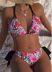 Mid Waisted Leopard Black Bikini Set