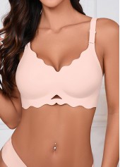 Light Pink Push-up V Neck Bra