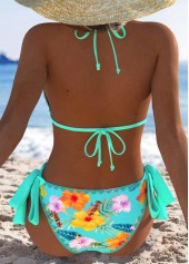 Mid Waisted Floral Print Mint Green Bikini Set | thumb picture 