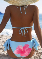 Mid Waisted Floral Print Light Blue Bikini Set | thumb picture 